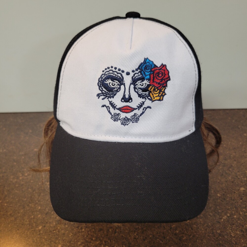 Melonwear Baseball Cap Mens DÃa de los Muertos Themed Black/White Snapback Hat